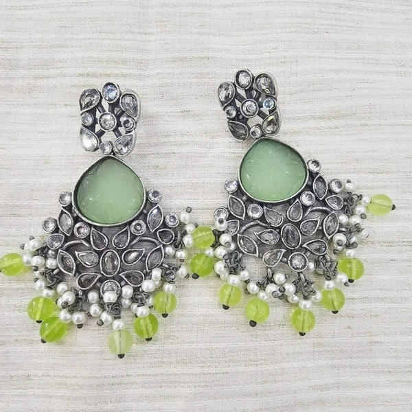 GlimSilk Graceful Bloom Drop Earrings - Mint Green