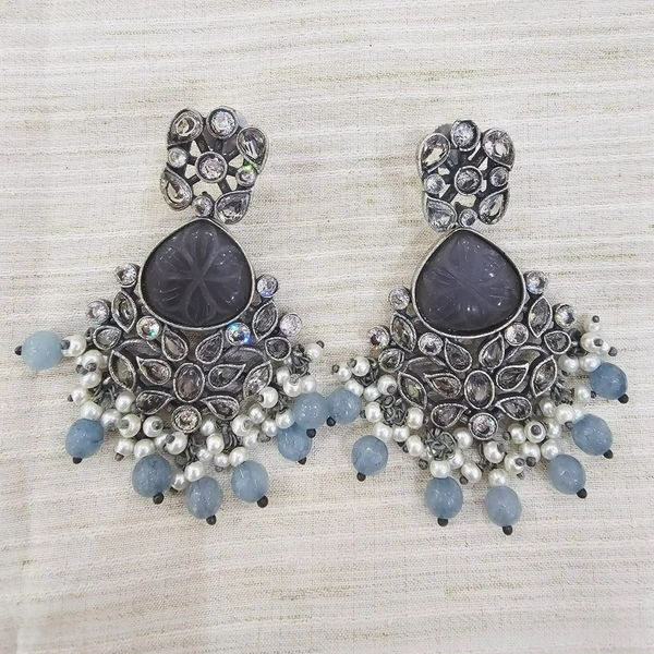 GlimSilk Graceful Bloom Drop Earrings - Thunder