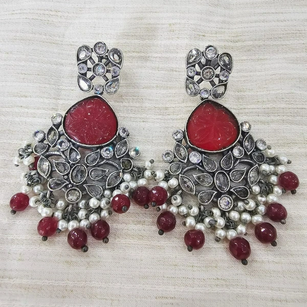 GlimSilk Graceful Bloom Drop Earrings - Milano Red
