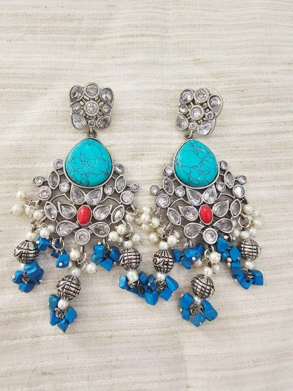 GlimSilk Monalisa Elegance Drop Earrings - Cyan Aqua