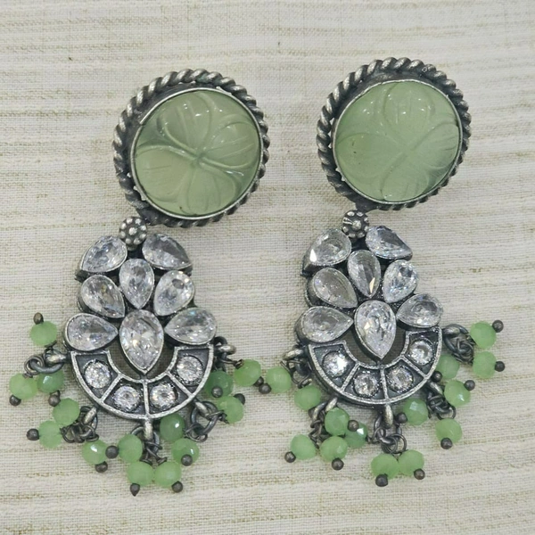GlimSilk Carved Elegance Drop Earrings - Olivine