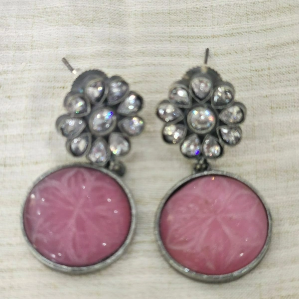 GlimSilk Mystic Bloom Carved Drop Earrings - Lilac