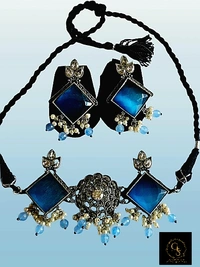 Glimsilk Pearl & Sapphire Harmony Necklace & Set - Resolution Blue