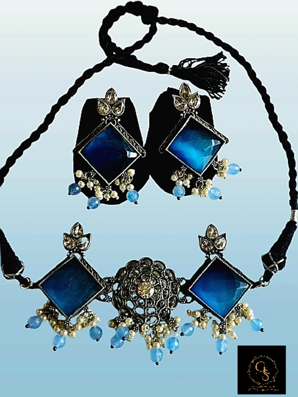 Glimsilk Pearl & Sapphire Harmony Necklace & Set - Resolution Blue