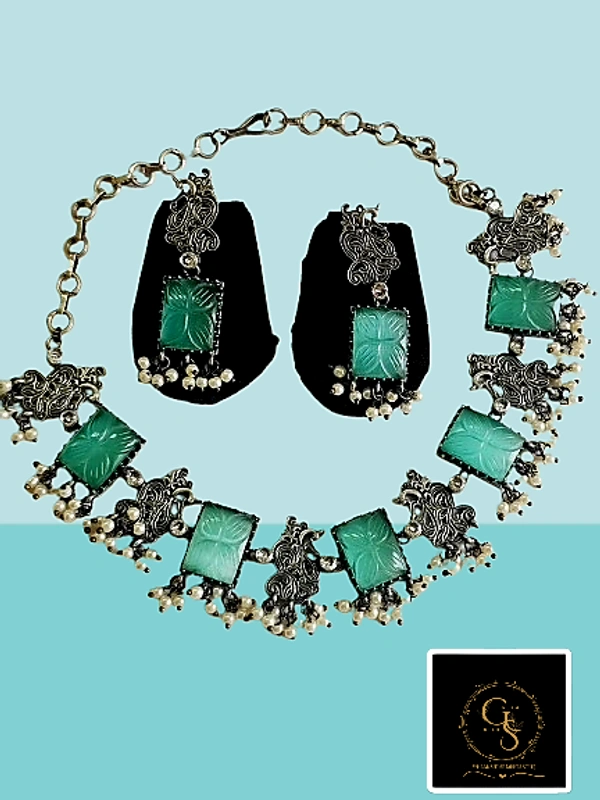 GlimSilk Ornate Bloom Necklace Set (N-0007P) - Keppel