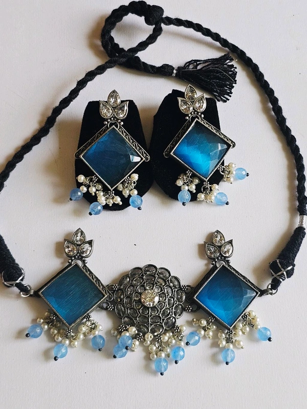 Glimsilk Pearl & Sapphire Harmony Necklace & Set - Resolution Blue