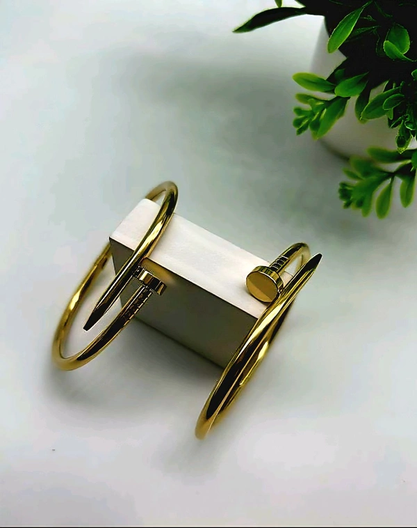 GlimSilk ⚡ Bolt Edge Rose Gold Kada - Free, Golden Grass