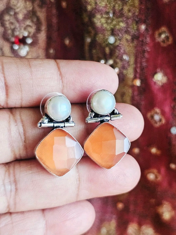 GlimSilk Aarvika Studs - Yellow Orange, Free