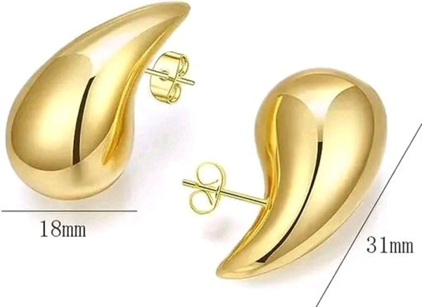 GlimSilk  Teardrop Earring  - Gold, Free Size
