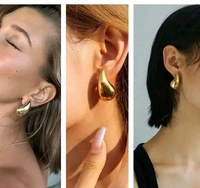 GlimSilk  Teardrop Earring  - Gold, Free Size