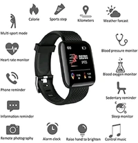 M I D116 Fitness Band Smart Watch for Men, Women, Boys, Girls, Kids – Single Touch  - Black, Free