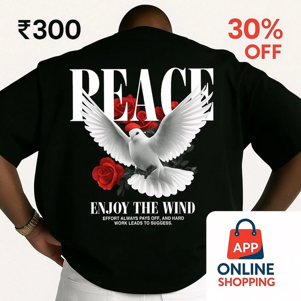 Printed Tshirt For Men Black  - Black, L