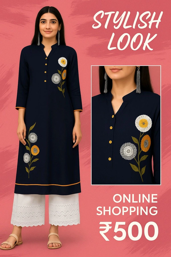 Kurti Set Palazzo  - Black, XL