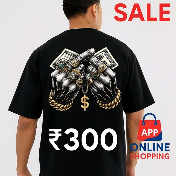 Printed Men Black T-shirt Online Shopping App  - Black, M