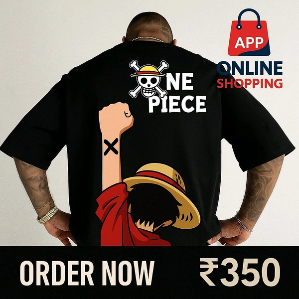 💥 Stylish Oversized T-Shirt – Luffy Edition - Black, M