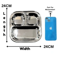 CutTales Pack of 2 Stainless Steel 3 Compartment Dinner Plate Set With BPA Free Steel  - Pack Of 2