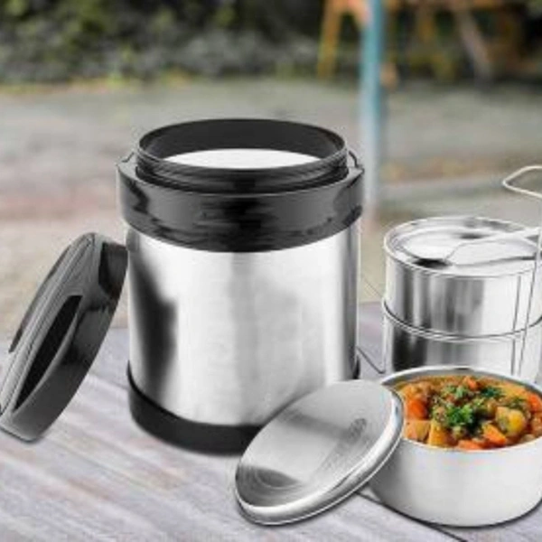 CutTales Thermo Insulated Stainless Steel Tiffin Lunch Box – 3 Compartment, Leak-Proof, Office & School Use