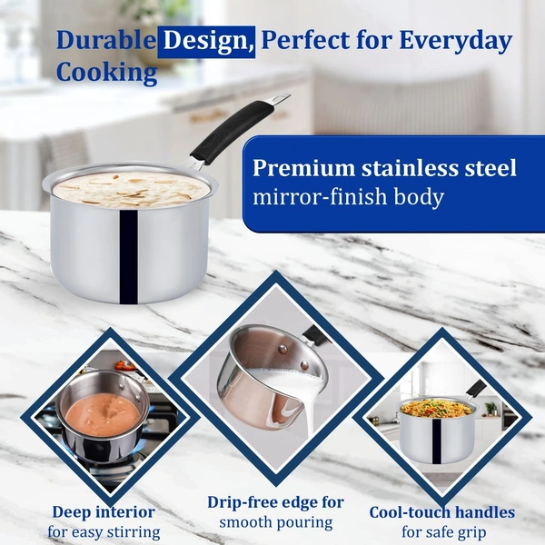 CutTales Stainless Steel try Ply Sauce Pam (Set Of 1, Size 18) - Size 18