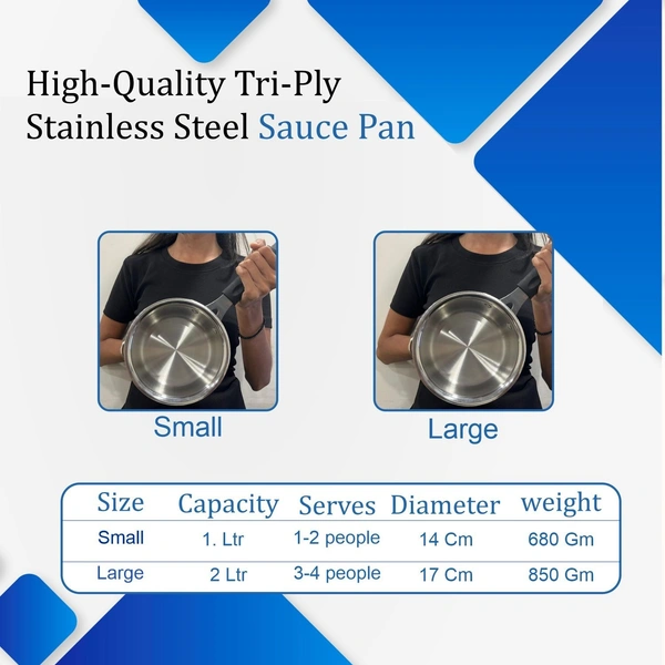 CutTales Stainless Steel try Ply Sauce Pam (Set Of 1, Size 14) - Size 14