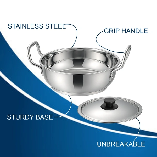 CutTales Sandwich Bottom Stainless Steel Kadhai Set Of 2 - 6