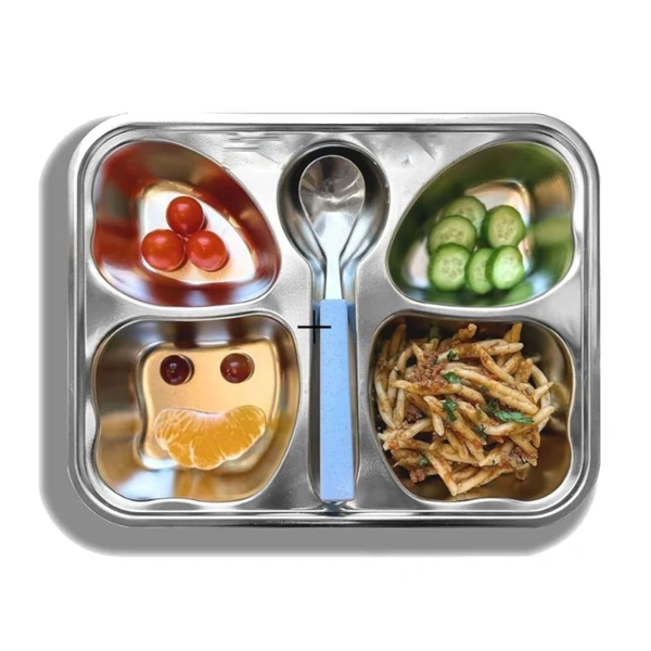 CutTales Trending Set of 2 Kids Plates, Stainless Steel Butterfly Plates Set Of 2, BPA Free And Non-Toxic Plates Set For Kids, Dishwasher Safe  - Silver, Pack Of 2