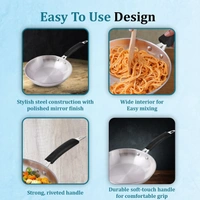 CutTales Tri-Ply Stainless Steel Fry Pan | Heavy Bottom Kadhai for Indian Cooking | Induction & Gas Compatible Deep Frying Cookware (Set of 3, Silver, Size -20,22,24 Cm) - Pack Of 3