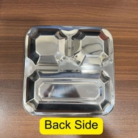 CutTales Stainless Steel Diamond Plate – 3 Compartment Square Dinner & Snack Serving Plate - Pack of 9