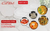 CutTales Premium Stainless Steel Bowl Set of 5 – Durable, Mirror Finish, Multi-Purpose Serving Bowls - Silver, Pack of 5