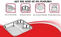 CutTales Stainless Steel 3 Compartment Vatika Plate - Pack Of 7
