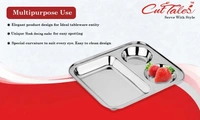 CutTales Stainless Steel 3 Compartment Vatika Plate - Pack Of 7
