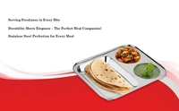 CutTales Stainless Steel 3 Compartment Vatika Plate - Pack Of 7