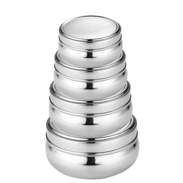CutTales Stainless Steel Tiffin Set Of 4 With Belly Shape Design  - Silver, Pack Of 4