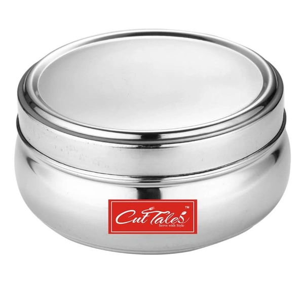 CutTales Stainless Steel Tiffin Set Of 8 With Belly Shape Design  - Silver, Pack Of 8