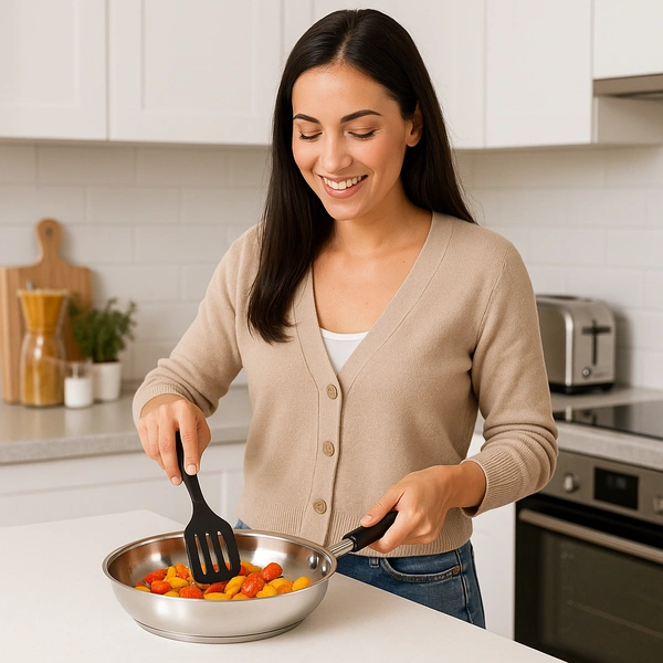 CutTales Premium Stainless Steel Fry Pan (Set of 2)– Non-Stick, Durable & Multi-Purpose Cookware for Everyday Cooking - 