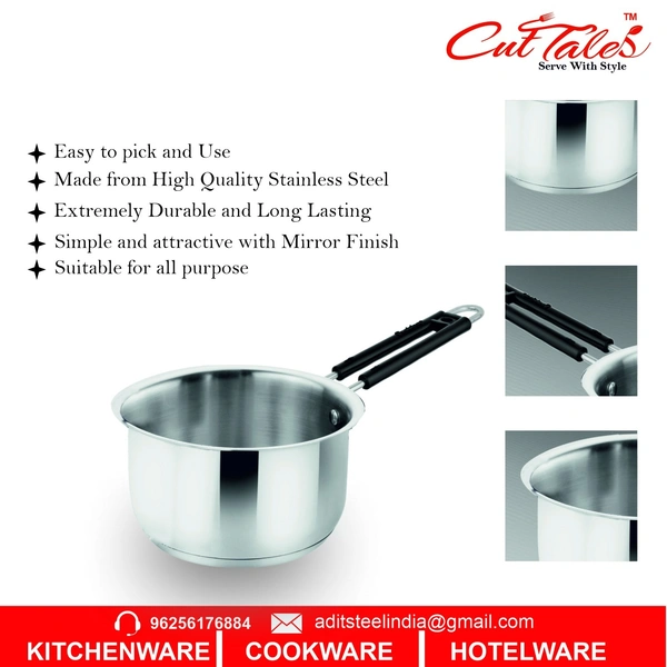 CutTales Stainless Steel Sauce Pan  - Pack Of 3
