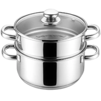 CutTales Stainless Steel 2 Tier Steamer with Glass Lid