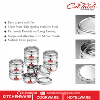CutTales Heavy Steel Bulged Container Set – Set of 6 | Durable & Rust-Free | Kitchen Must-Have - Silver, Pack Of 6