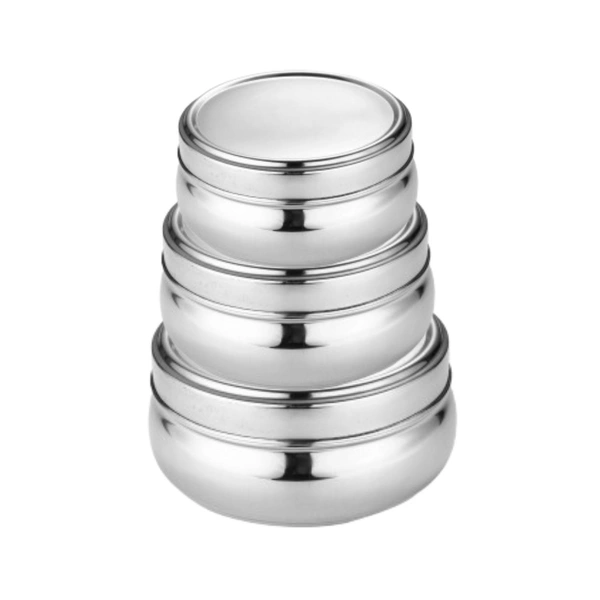 CutTales Stainless Steel Tiffin Set Of 3 With Belly Shape Design  - Silver, Pack Of 3