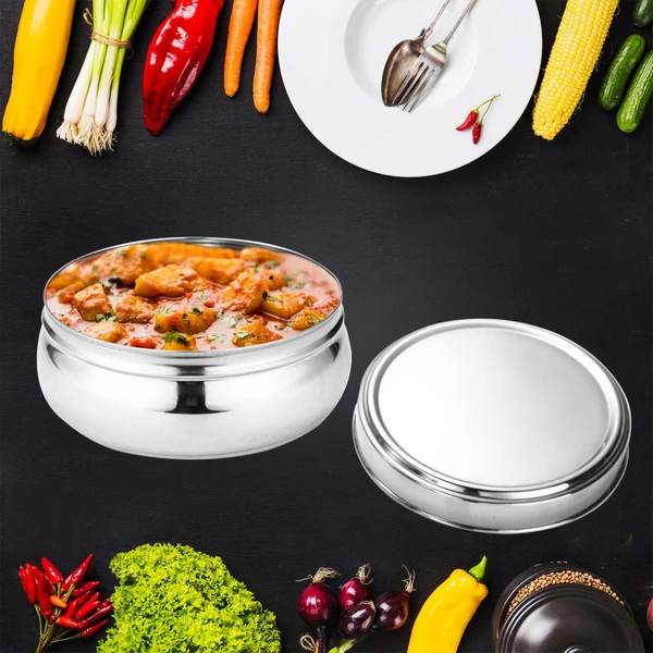 CutTales Stainless Steel Tiffin Set Of 8 With Belly Shape Design  - Silver, Pack Of 8