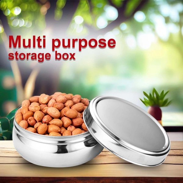 CutTales Stainless Steel Tiffin Set Of 8 With Belly Shape Design  - Silver, Pack Of 8