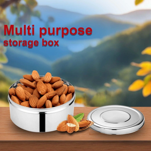 CutTales Stainless Steel Puri Dabba Set Of 3 For School ,Office, Home Container - Silver, Pack Of 4