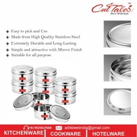 CutTales Stainless Steel Puri Dabba Set Of 3 For School ,Office, Home Container - Silver, Pack Of 4
