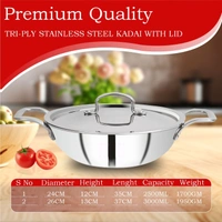 CutTales  Tri Ply Kadhai Pack Of 2 Set For Daily Use , Size- 24Cm,26Cm - Pack Of 2