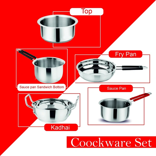 CutTales Stainless Steel Sauce Pan  - Pack Of 3