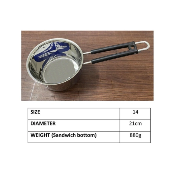 CutTales Stainless Steel Sauce Pan - Size 14