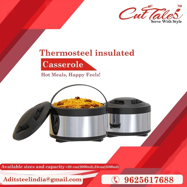 CutTales CutTales 2 LTR Wonderful Serving Casseroles & Tureens with a Plastic Body Set of 1 | Dishwasher Safe Casserole - 2000, Black, 1