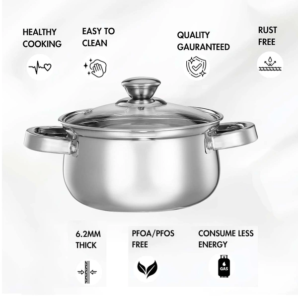 Pack Of 1, Stainless CutTales Steel DUTCH OVEN For Daily Home Use, Cooking, Serving And Much More.