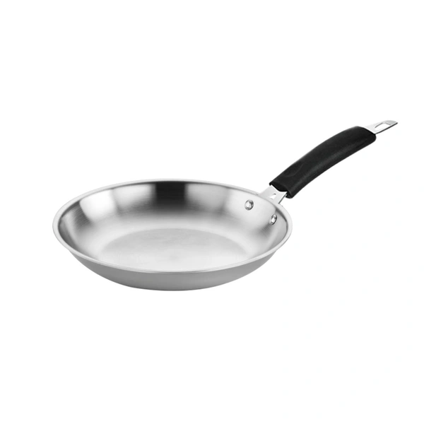 CutTales Tri-Ply Stainless Steel Fry Pan | Heavy Bottom Kadhai for Indian Cooking | Induction & Gas Compatible Deep Frying Cookware (Set of 1, Silver, Size -20)