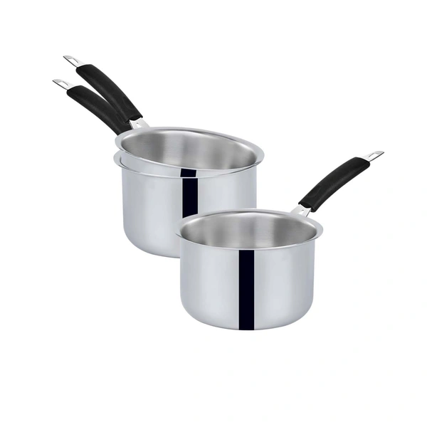 CutTales Stainless Steel try Ply Sauce Pan (Set Of 1, Size 14,16,18) - Pack Of 3