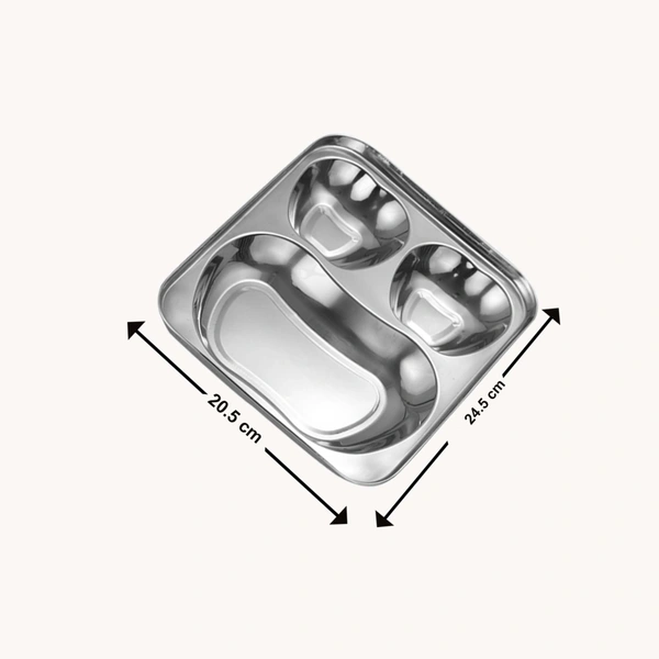 CutTales Stainless Steel 3 Compartment Apple Shaped Plate